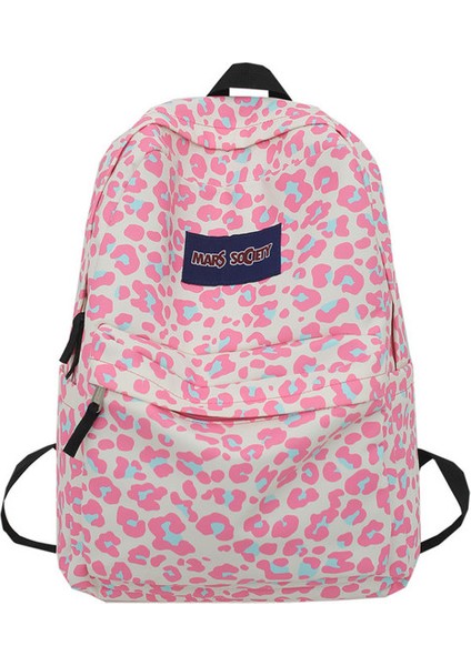Pembe 2022 Leopar Baskı Sırt Çantası Kadın Komik Hayvan Tasarım Genç Kızlar Için Okul Çantaları Beyaz Baskılı Kawaii Çanta Sevimli Sırt Çantası (Yurt Dışından)