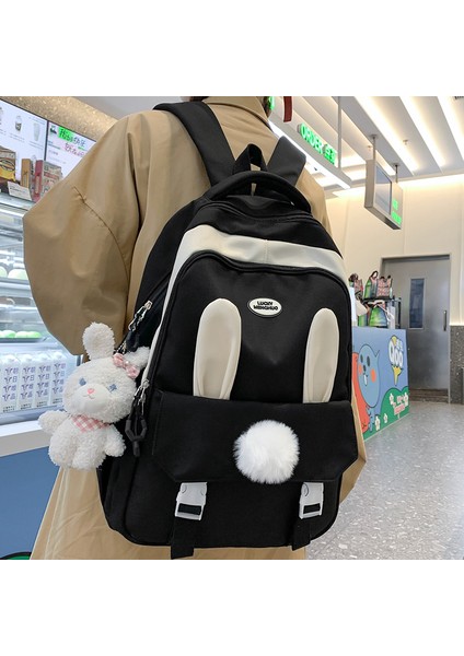 Siyah Kız Seyahat Sevimli Karikatür Kitap Sırt Çantası Kadın Beyaz Dizüstü Naylon Torba Trendy Bayan Kawaii Koleji Sırt Çantası Moda Kadın Okul Çantası (Yurt Dışından) fırsatları