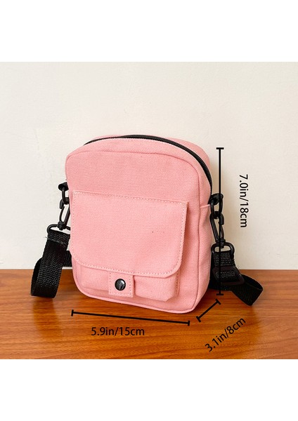 Pembe B Kanvas Kadın Crossbody Çanta Trendi 2022 Küçük Omuz Çantası Kore Düz Renk Öğrenci Telefonu Çantası Basit Alışverişçi Fermuarlı Çanta (Yurt Dışından) fiyatları