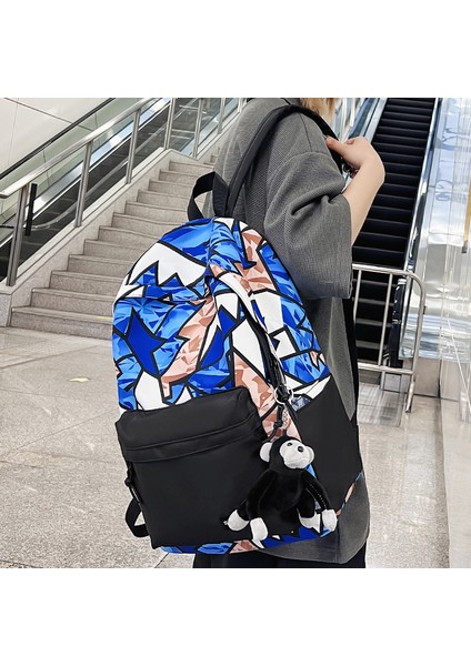 Turuncu Kadın Graffiti Okul Çantası Serin Bayan Harajuku Koleji Sırt Çantası Trendy Kız Seyahat Kitabı Sırt Çantası Moda Kadın Dizüstü Okul Çantası (Yurt Dışından) modelleri