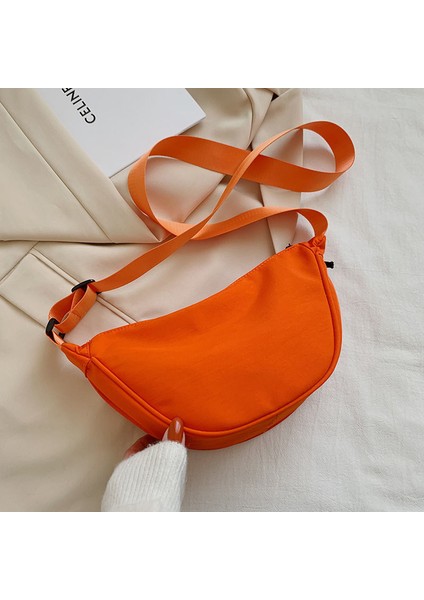 Siyah Moda Omuz Çantası Kadın Düz Renk Naylon Kadınlar Için Crossbody Çanta Rahat Çantası Geniş Kayış Kanvas Göğüs Çantası Küçük Çanta (Yurt Dışından)