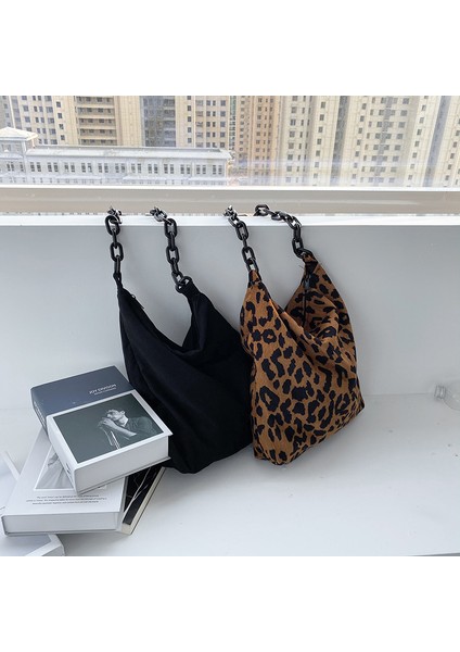 Leopar Baskı 2023 Yeni Sonbahar Kış Kadife Omuz Çantaları Retro Leopar Desen Çanta Kalın Zincir Çanta Kadın Günlük Sıcak Yumuşak Crossbody (Yurt Dışından) fiyatları