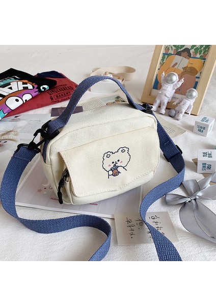 Siyah Küçük Kadın Tuval Omuz Çantaları Kore Karikatür Baskı Moda Mini Bez Çanta Telefon Sevimli Kız Için Crossbody Çanta 2022 Çanta (Yurt Dışından) modelleri