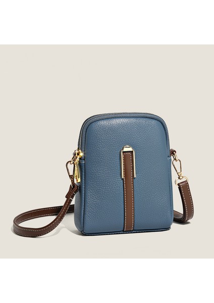 Gök Mavisi 2022 Moda Gerçek Dana Kız Çanta Telefon Kılıfı Hakiki Deri Omuz Çantaları Kadın Minimalist Düz Renk Mini Crossbody Çanta (Yurt Dışından) modelleri