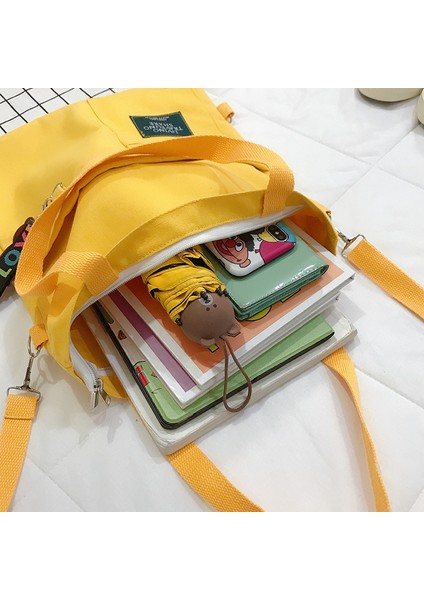 Sarı ve Ayı Kanvas Çanta Kadın Messenger Öğrenci Tote Çanta Ders Sınıfı Çantası Çanta Taşıma Kitap Çantası Japon Sanatı Kanvas Çanta (Yurt Dışından) indirimleri