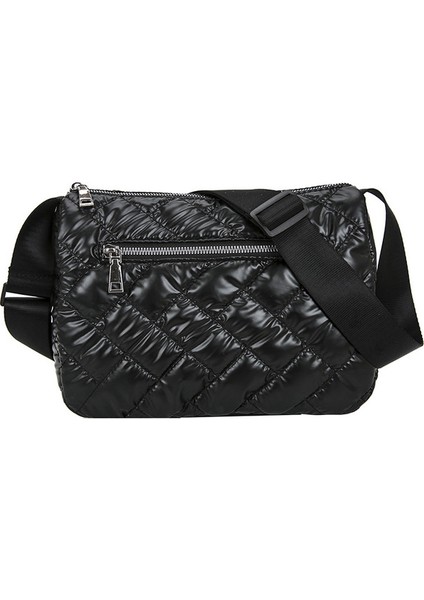 Siyah Moda Uzay Ped Pamuk Omuz Çantası Kadınlar Için Kış Naylon Crossbody Çanta Bayan Kapitone Yastıklı Çanta Kadın Kabarık Shopper Tote (Yurt Dışından)