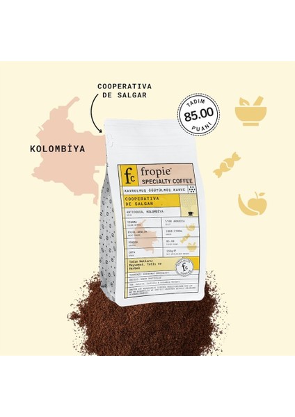 Specialty Coffee - Kavrulmuş Nitelikli Öğütülmüş Kahve - Kolombiya, Cooperative De Salgar- 250 G fırsatları