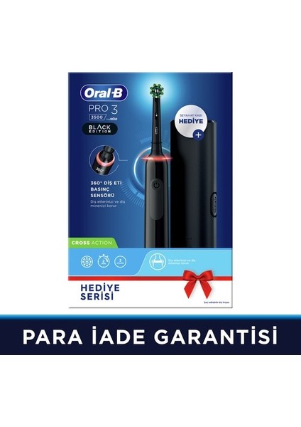Pro 3500 Elektrikli Siyah Diş Fırçası + Seyahat Kabı