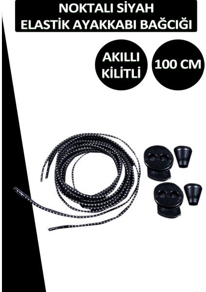 Lucky Akıllı Kilitli Elastik Noktalı Ayakkabı Bağcık 100 cm