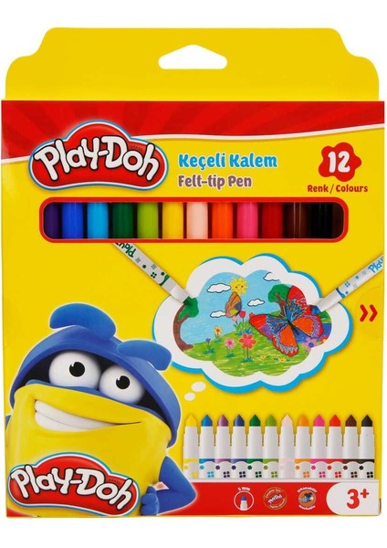 Play Doh 12 Renk Keçeli Kalem Karton Kutu 5 Mm