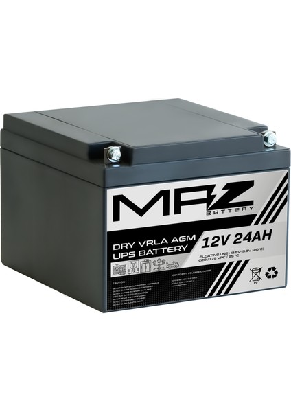 12 Volt 24 Amper (Ah) Kuru Agm Vrla Akü (Yeni Üretim)