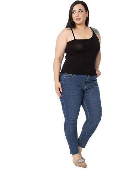 Büyük Beden Asimetrik Askılı Viskon Siyah Body fırsatları