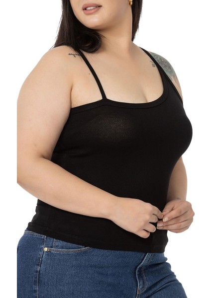 Büyük Beden Asimetrik Askılı Viskon Siyah Body indirimleri