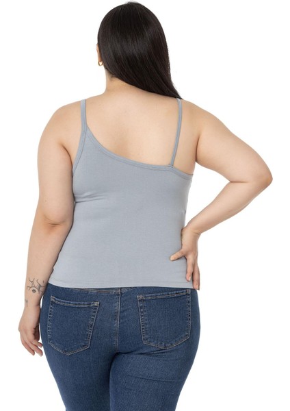 Büyük Beden Asimetrik Askılı Viskon Gri Body modelleri