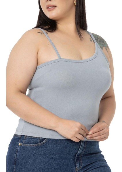 Büyük Beden Asimetrik Askılı Viskon Gri Body indirimleri