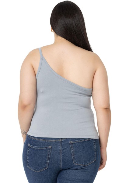 Büyük Beden Tek Omuz Dekolteli Viskon Gri Body modelleri