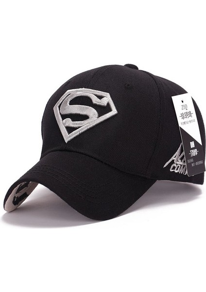 Luxuitems Erkek Superma Logolu Ayarlanabilir Şapka - Siyah (Yurt Dışından)