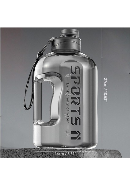 Liveasy 2.7 Lt. Samanlı Büyük Kapasiteli Spor Su Şişesi - Siyah (Yurt Dışından)