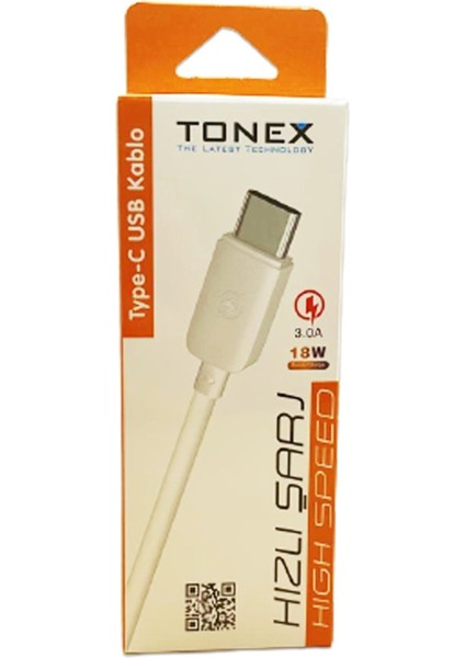 Tonex C109 Type-C Girişli 18W 3.0A Hızlı Şarj ve Data Kablosu C109