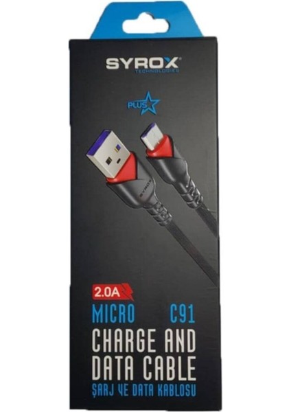 Syrox 2.0A Mıcro Şarj ve Data Kablosu