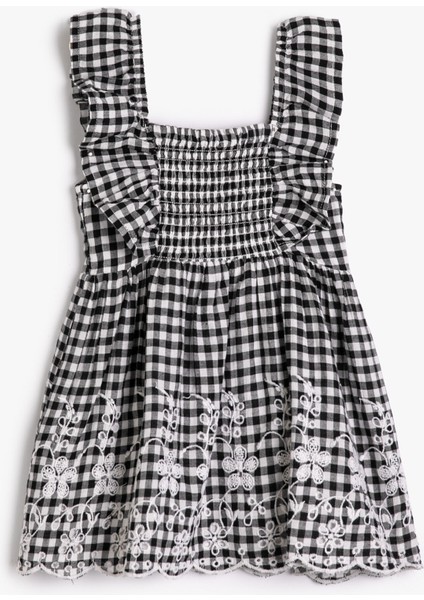 Elbise Askılı Fırfırlı Gipeli Çiçek İşlemeli Pamuklu