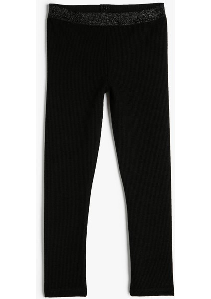 Basic Ribanalı Tayt Beli Lastikli Sim Detaylı