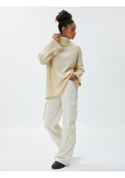 Oversize Balıkçı Yaka Kazak Akrilik