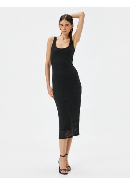 Rachel Araz XKoton - U Yaka Askılı Midi Elbise