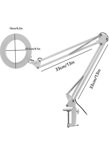 Büyüteç 803L 5x 12W LED Aydınlatma 107 mm Cam Lens 5 Diopter