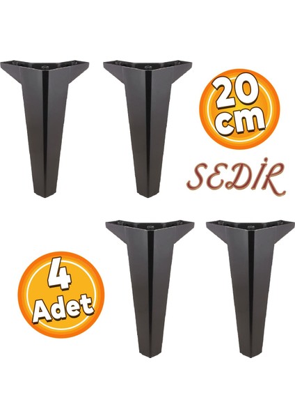Sedir Lüks Mobilya Kanepe Konsol Sehpa Tv Ünitesi Koltuk Ayağı 20 cm Siyah Ayakları 4 Adet