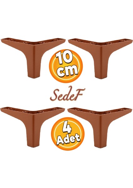 Sedef Lüks Mobilya Kanepe Sehpa Tv Ünitesi Koltuk Ayağı 10 cm Düz Kahverengi Ayakları (4 Adet)