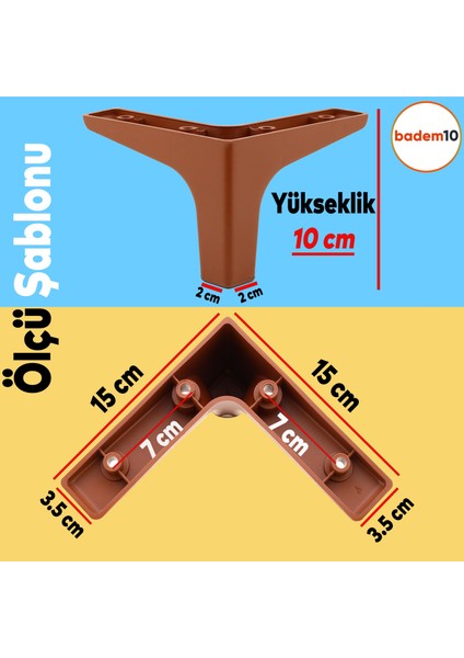 Sedef Lüks Mobilya Kanepe Sehpa Tv Ünitesi Koltuk Ayağı 10 cm Düz Kahverengi Ayakları (4 Adet) fiyatları