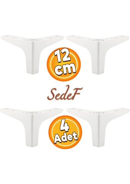 Sedef Lüks Mobilya Kanepe Sehpa Tv Ünitesi Koltuk Ayağı 12 cm Beyaz Ayakları (4 Adet)