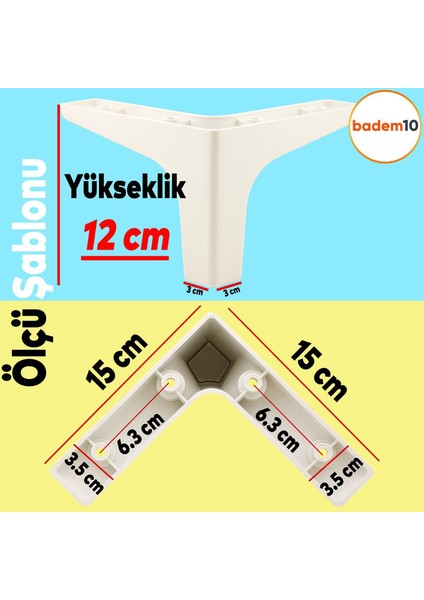 Sedef Lüks Mobilya Kanepe Sehpa Tv Ünitesi Koltuk Ayağı 12 cm Beyaz Ayakları (4 Adet) fiyatları