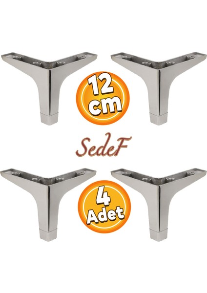 Sedef Lüks Mobilya Kanepe Sehpa Tv Ünitesi Koltuk Ayağı 12 cm Krom Ayakları (4 Adet)