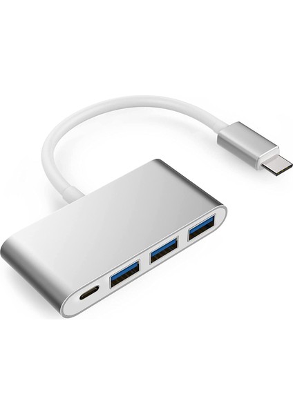 4in1 Usb-C Hub Çoklu Bağlantı Noktası Adaptörü : 3x USB 3.0 + 1x Usb-C Hızlı Şarj ve Data Aktarımı Portu.