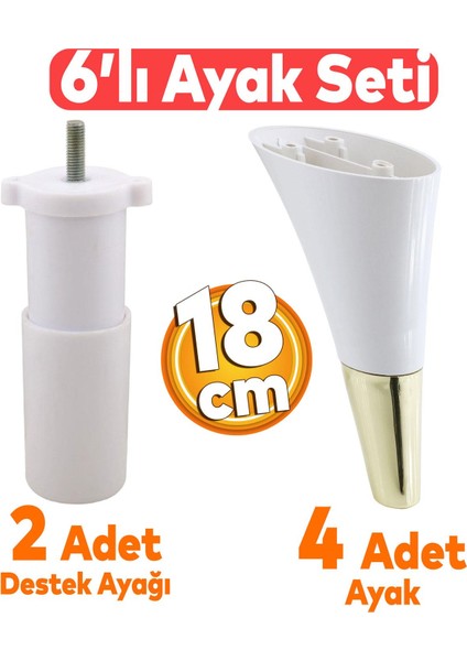 Clara 6'lı Set Mobilya Koltuk Kanepe Baza Çekyat Yatak Tv Ünite Destek Ayağı 18 Cm Ayakları Krem