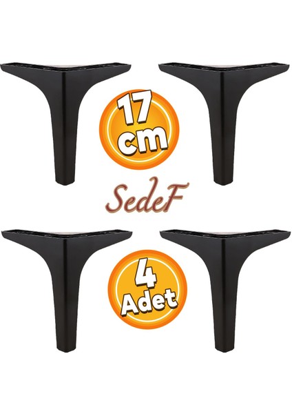 Sedef Lüks Mobilya Kanepe Sehpa Tv Ünitesi Koltuk Ayağı 17 cm Siyah Ayakları 4 Adet