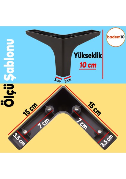 Sedef Lüks Mobilya Kanepe Sehpa Tv Ünitesi Koltuk Ayağı 10 cm Siyah Ayakları (4 Adet) fiyatları