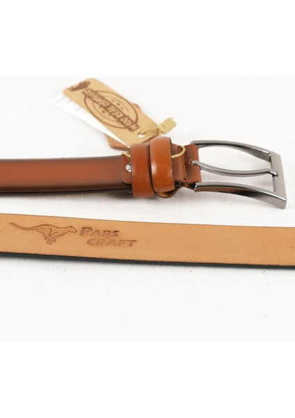 Pars Craft Hakiki Deri Erkek Kemer 3,5 cm Taba Klasik Kumaş Pantolon Kemeri fırsatları