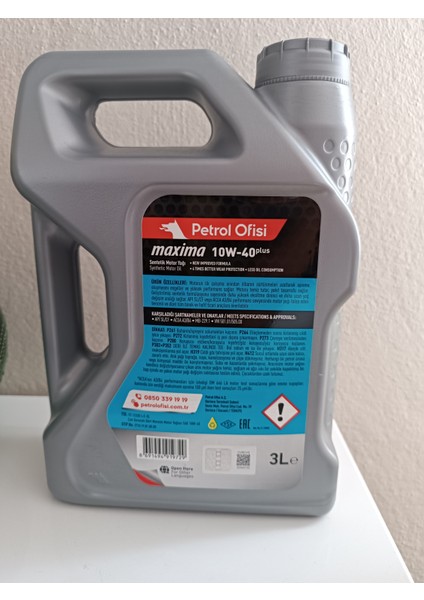 Maxima Plus Sentetik 10W-40 3 Lt Motor Yağı ( Üretim Yılı: 2024 )