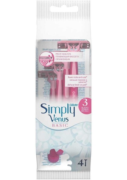 Simply Venus 3 Basic Tıraş Makinesi + 3 Yedek Tıraş Bıçağı 7702018456758