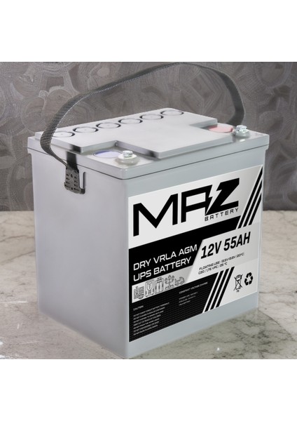 Maz Akü 12 Volt 55 Amper (Ah) Kuru Agm Vrla Akü (Yeni Üretim)