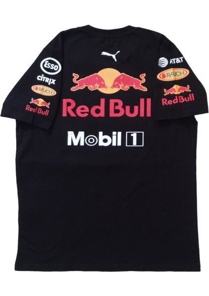 Erkek Bisiklet Yakalı Honda Redbull Baskılı Kısa Kollu Siyah Tişört Ety-Hndr indirimleri