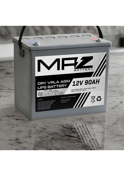 12 Volt 90 Amper (Ah) Kuru Agm Vrla Akü (Yeni Üretim)