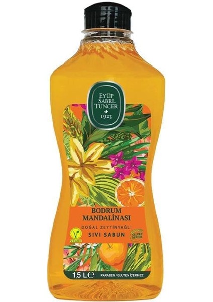 Doğal Zeytinyağlı Sıvı Sabun, Bodrum Mandalinası, 1,5 L Pet Şişe (1 X 1500 Ml)