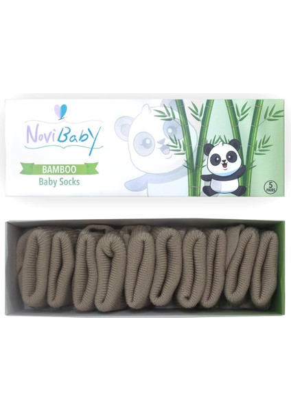 5'li Bambu Yenidoğan Bebek Çorap I Beige I Bej Kız Erkek Bebek Çorabı