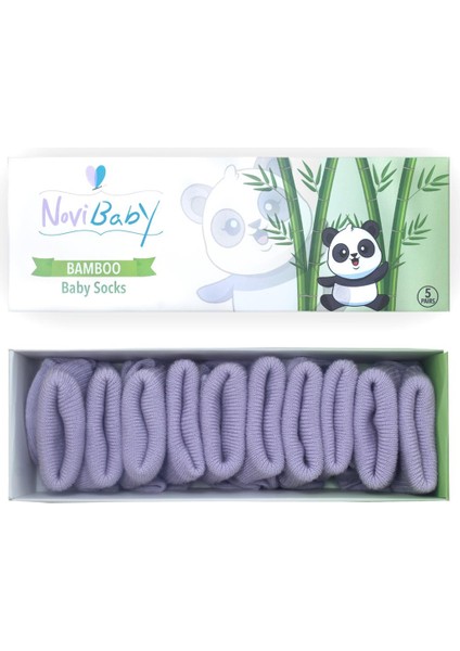 5'li Bambu Yenidoğan Bebek Çorap I Purple Lila Kız Erkek Bebek Çorabı