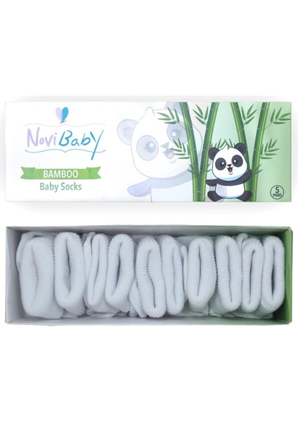 5'li Bambu Yenidoğan Bebek Çorap I Snow White Beyaz Kız Erkek Bebek Çorabı