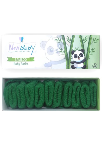 5'li Bambu Yenidoğan Bebek Çorap I Pine Green Yeşil Kız Erkek Bebek Çorabı
